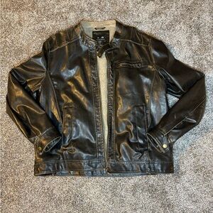Men’s Biker Jacket Brown fake Leather Medium